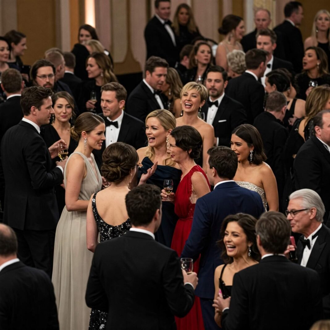 Golden Globes ballroom party atmosphere