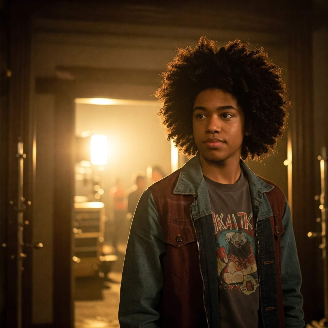 Young person confidently entering film set