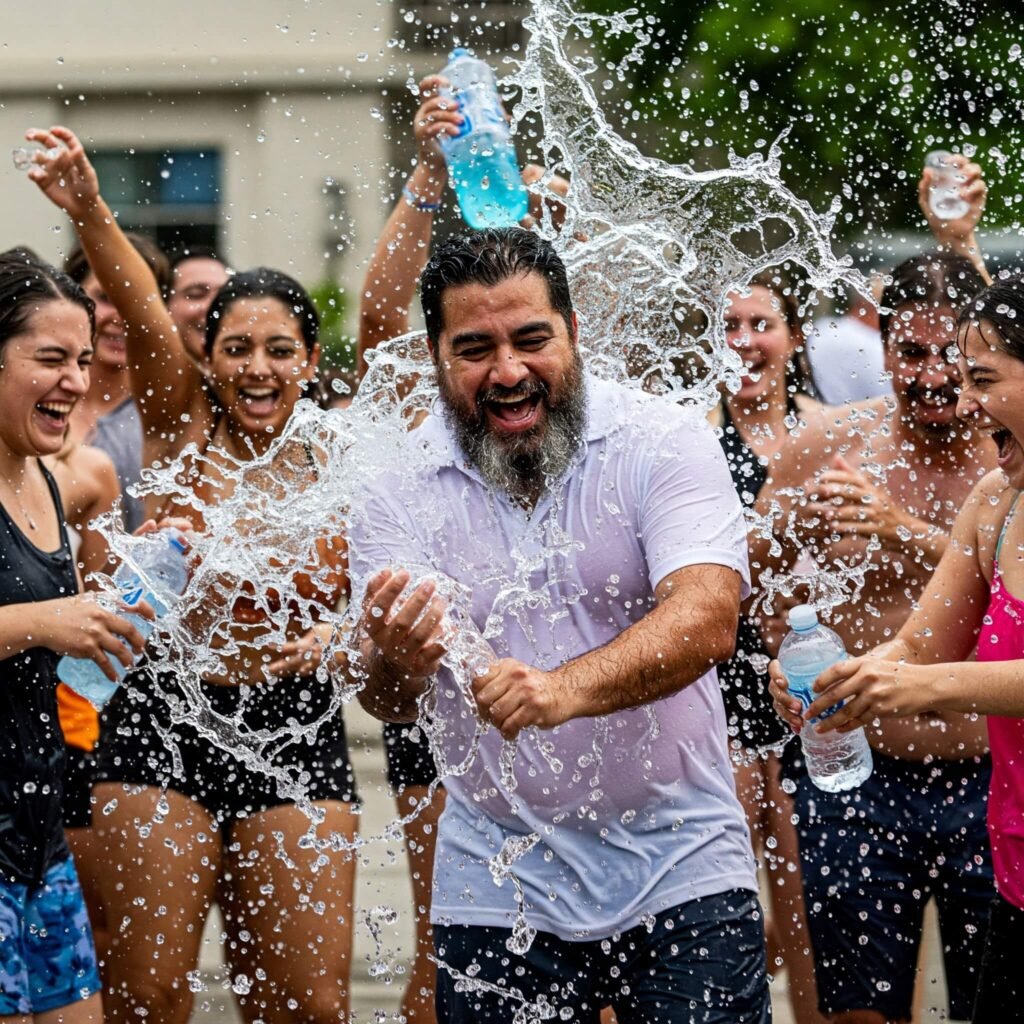 Refreshing Water Splash: Fun and Communal Action Image