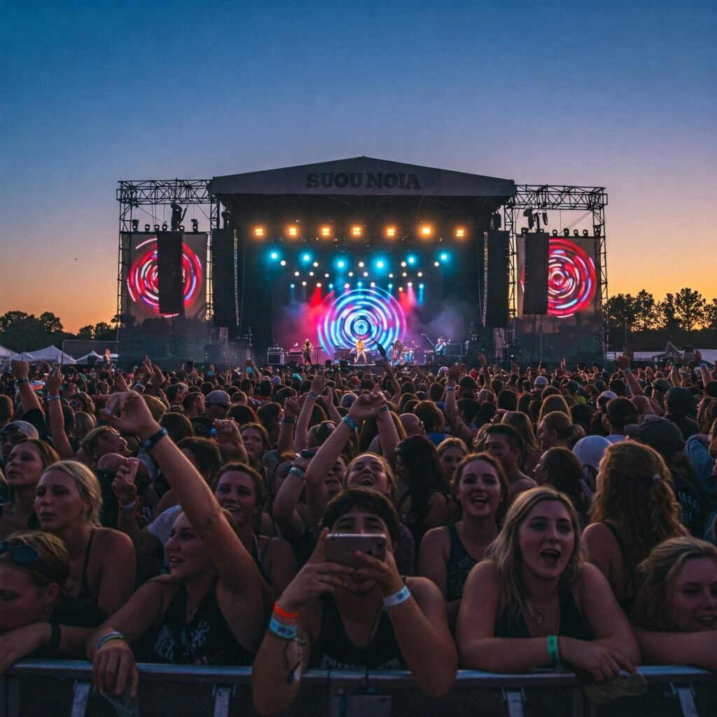 Music Fest Crowd Sunset