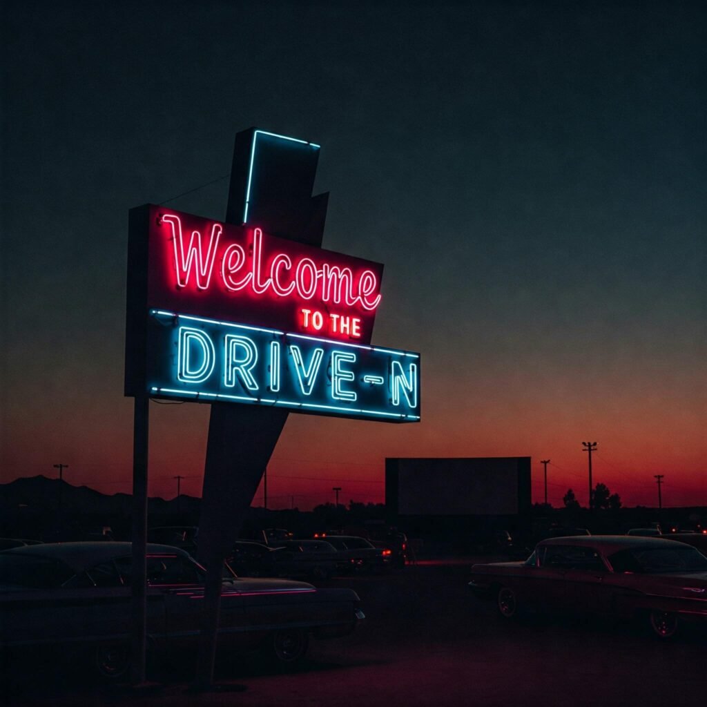 Neon Drive-In Welcome Sign