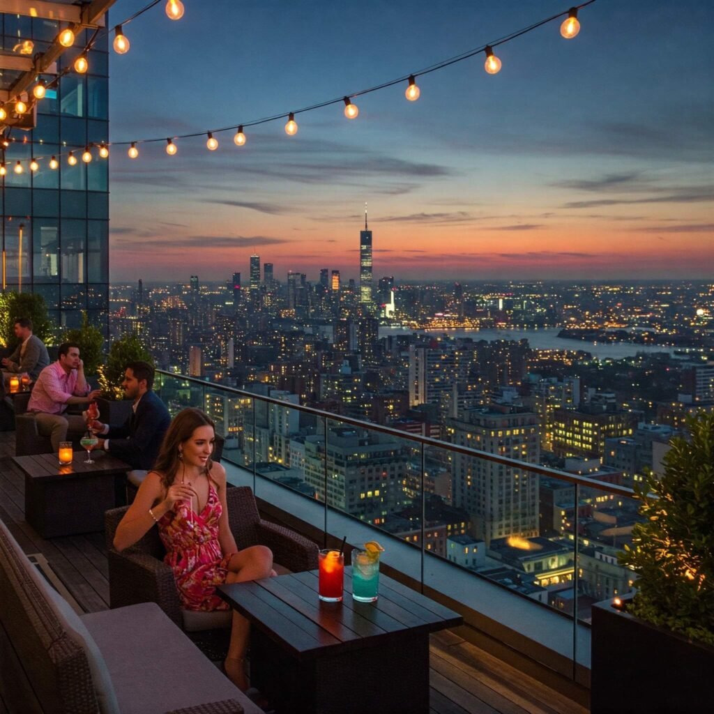Chic Rooftop Bar with City View