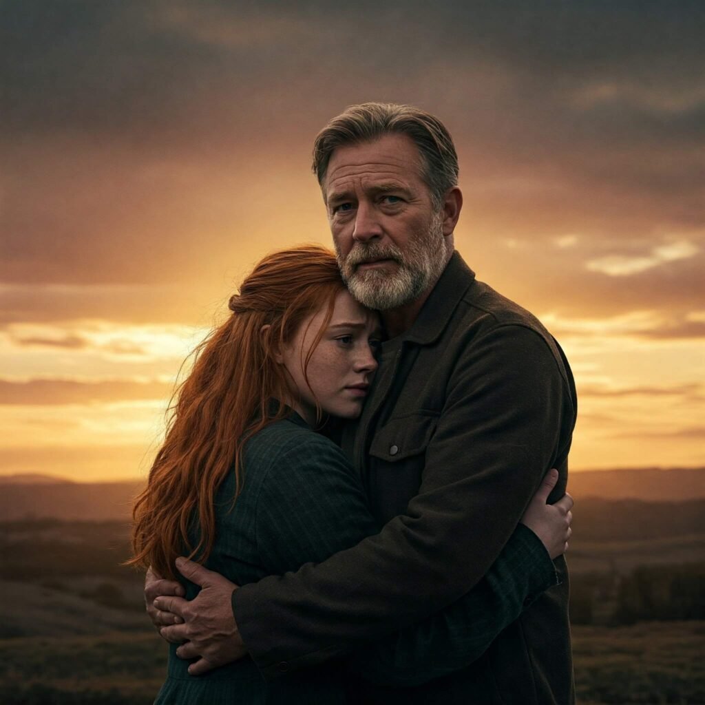 Emotional Embrace at Sunset