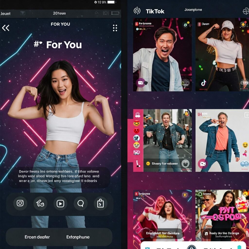 Trending TikTok Dance Videos: Vibrant Interface Mockup & App Aesthetics