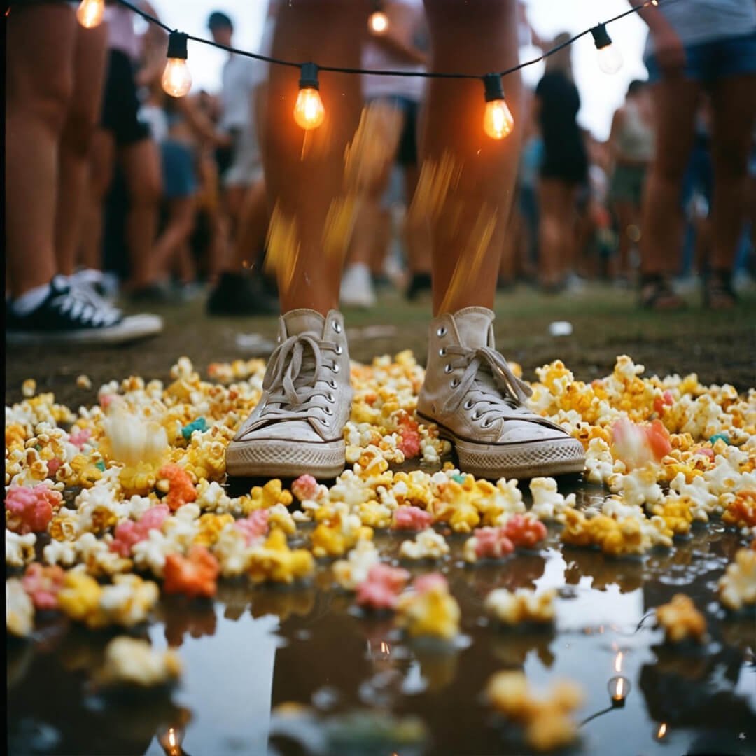 Messy coffee table with Tubi laptop, stained mug, and lost pen at night.