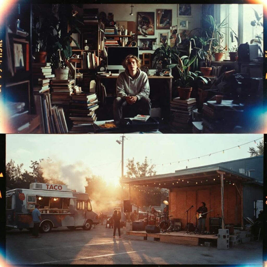 Steamy takoyaki dripping sauce, neon night market